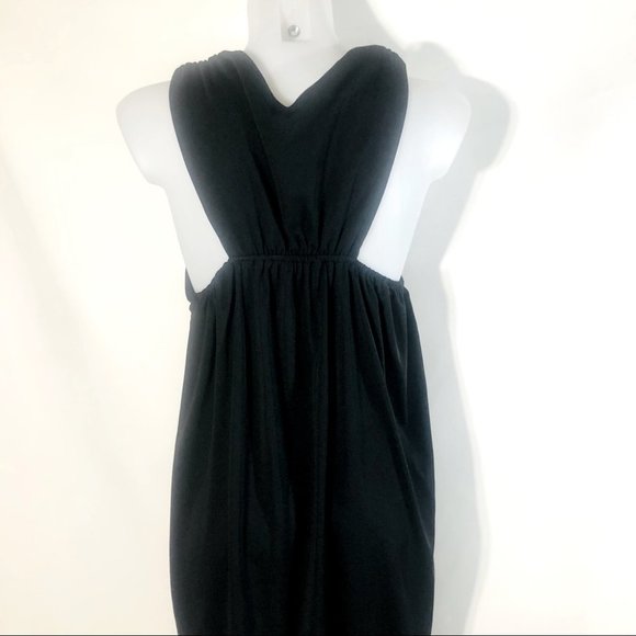 Suzanne Betro Division D Black Tie Collar Sleeveless Shift Midi Dress Size L - Picture 7 of 9